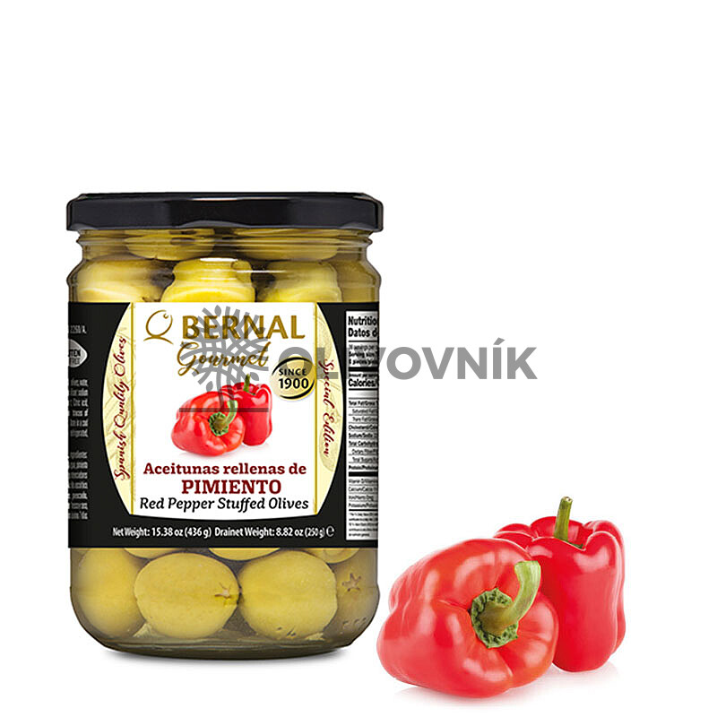 Bernal Gourmet olivy - plněné paprikou (250g)