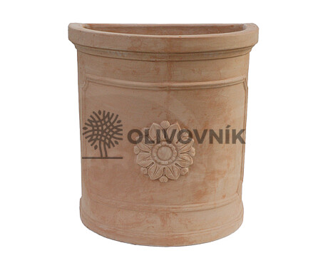Terakota - květináč - Semi Circle with Rose - Itálie